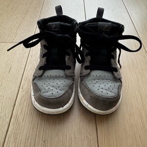 Jordan Kids Gray and Black High-Top Sneakers